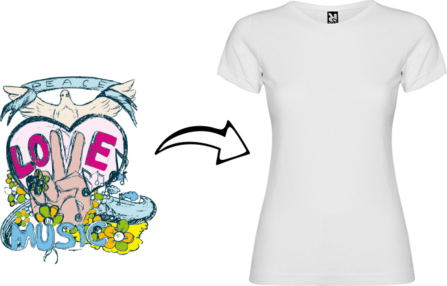 b 1 Diseño en camiseta blanca de mujer