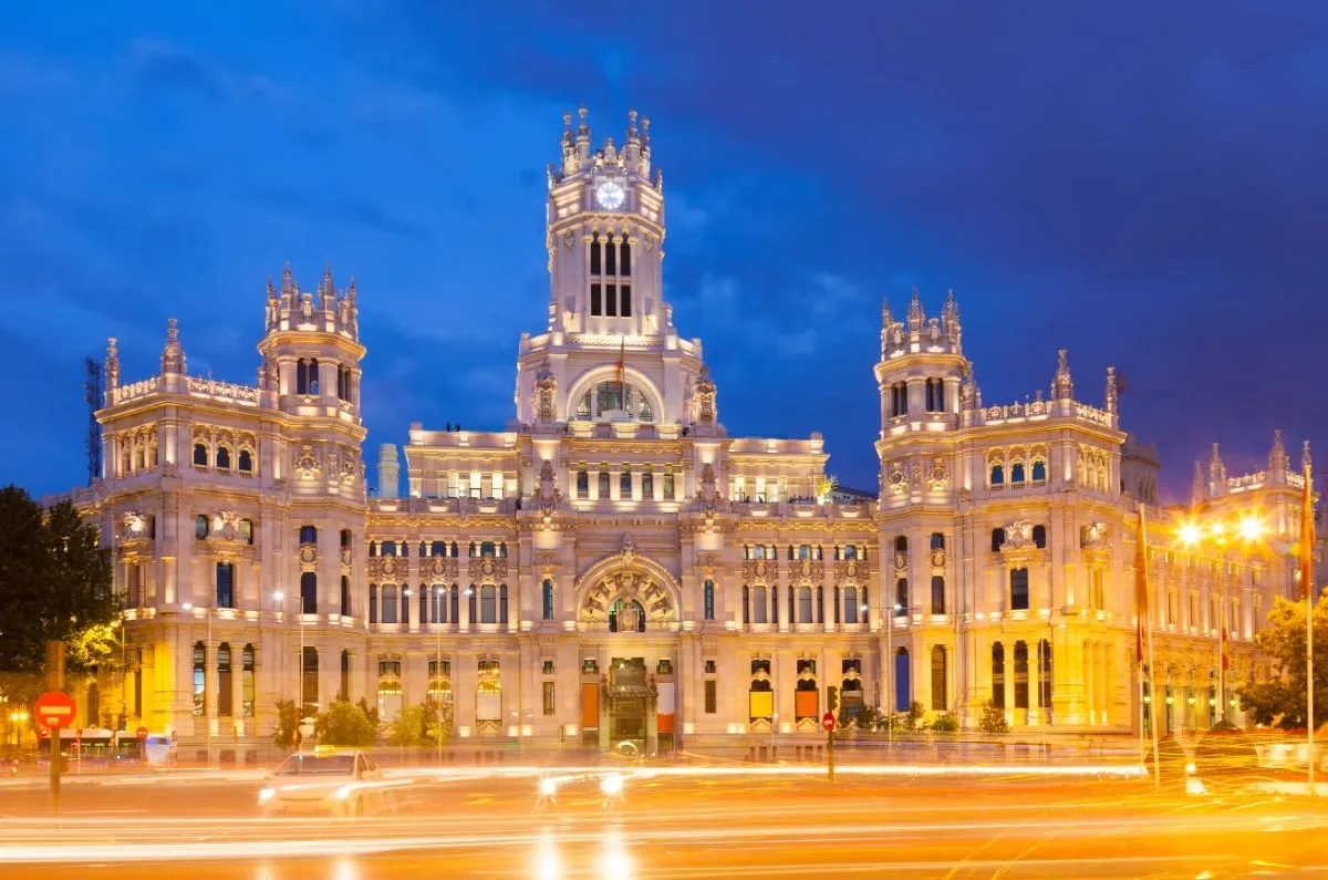 View Of Palacio De Cibeles In Evening. Madrid
