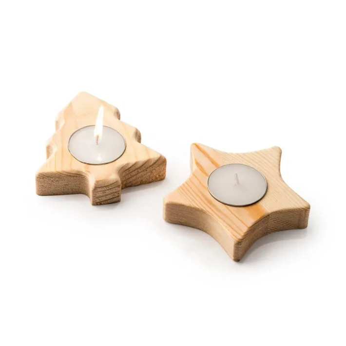 Vela en Soporte de Madera con Diseños Navideños Stamina Maka 1312