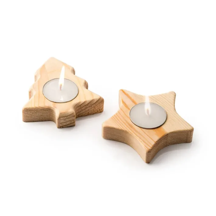Vela en Soporte de Madera con Diseños Navideños Stamina Maka 1312 - Imagen 4