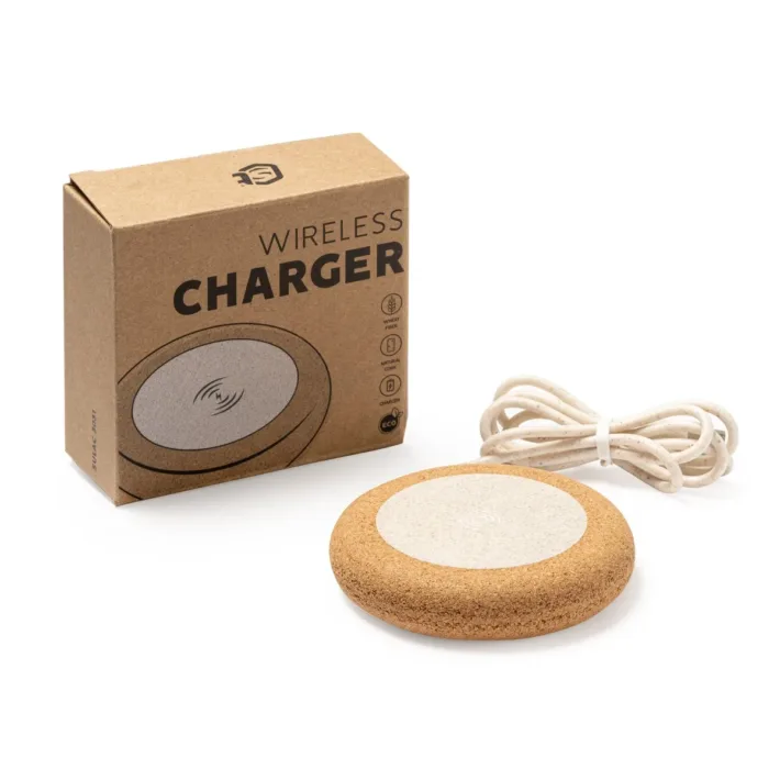 Cargador Inalámbrico de Corcho Natural y Fibra de Trigo Stamina Sulac 3031 - Imagen 2