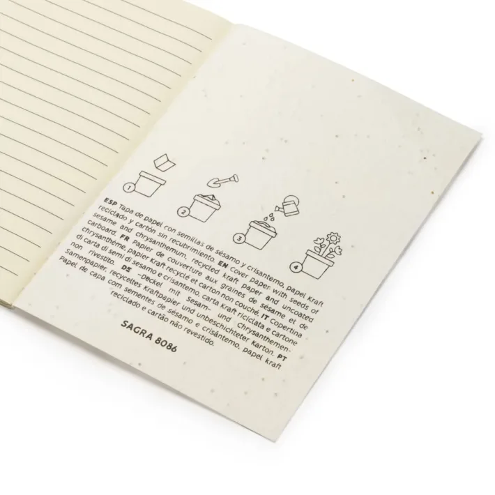 Libreta A6 Cubiertas de Papel Reciclable y Degradable con Semillas Stamina Sagra 8086 - Imagen 2
